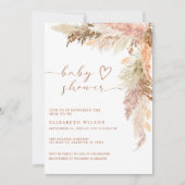 Rustic Boho Terracotta Pampas Grass Baby Dusche Einladung (Vorderseite)