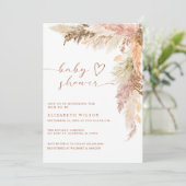 Rustic Boho Terracotta Pampas Grass Baby Dusche Einladung (Stehend Vorderseite)