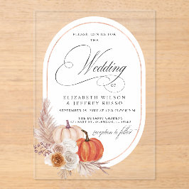 Rustic Boho Terracotta Pampas Pumpkin Hochzeit im  Acryleinladungen