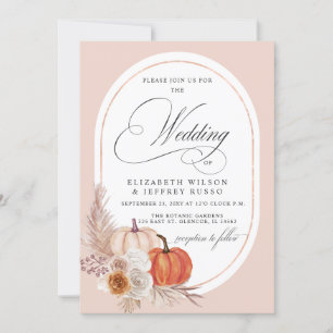 Rustic Boho Terracotta Pampas Pumpkin Hochzeit im  Einladung