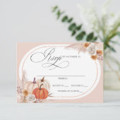 Rustic Boho Terracotta Pampas Pumpkin Hochzeit im RSVP Karte (Stehend Vorderseite)