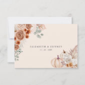 Rustic Boho Terracotta Pampas Pumpkin Hochzeit im RSVP Karte (Rückseite)