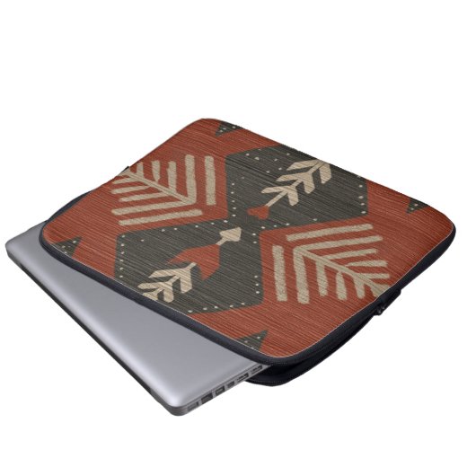 Rustic Boho Terracotta Print Electronics Bag Laptopschutzhülle (Vorne Knopf)