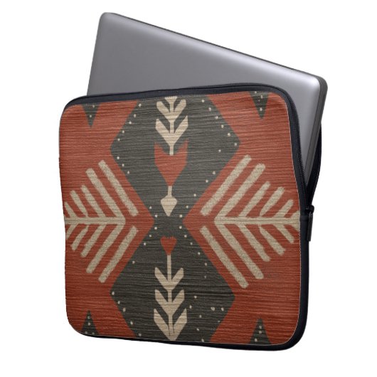 Rustic Boho Terracotta Print Electronics Bag Laptopschutzhülle (Vorderseite Links)