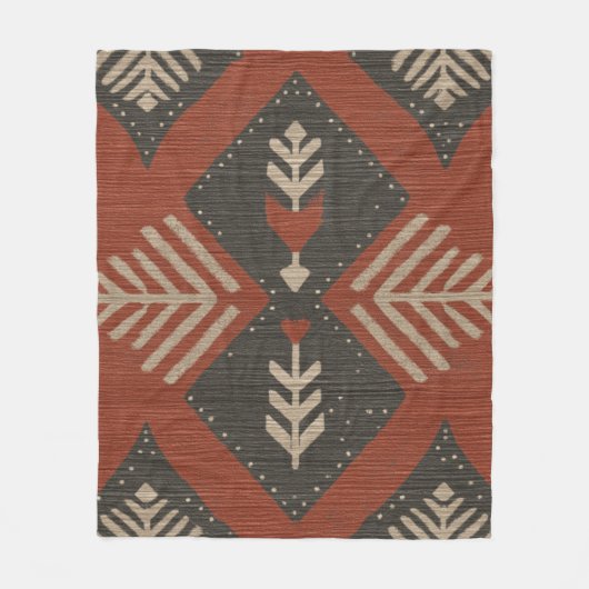 Rustic Boho Terracotta Print  Fleecedecke (Vorderseite)