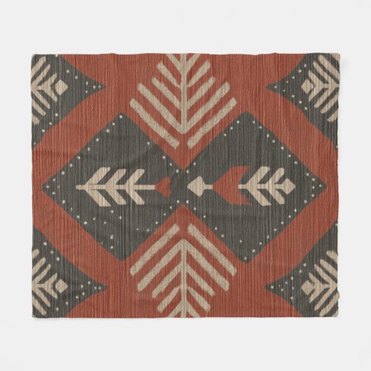 Rustic Boho Terracotta Print  Fleecedecke (Vorderseite (Horizontal))