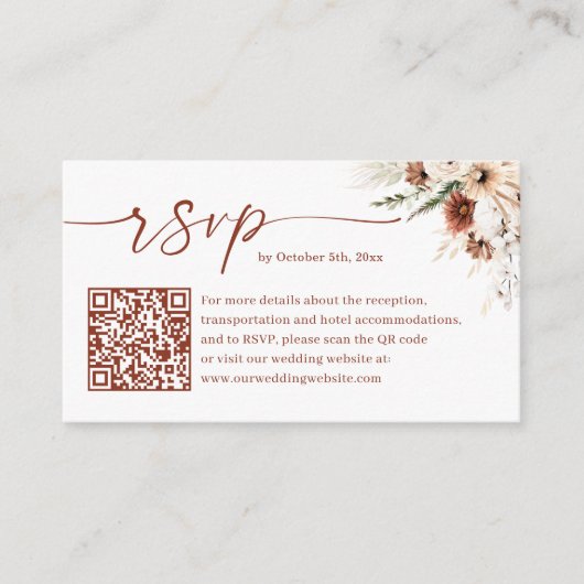 Rustic Boho Terracotta Wedding QR Code UAWG Begleitkarte (Vorderseite)