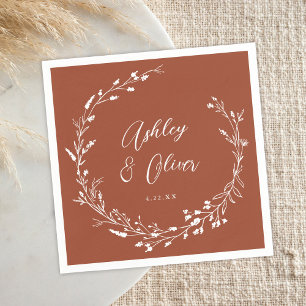 Rustic Boho Terracotta Wildblume Floral Wedding Serviette