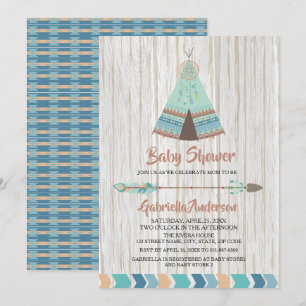 Rustic Boho Tribal Teepee Baby Dusche Einladung