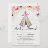 Rustic Boho Tribal Teepee Girl Baby Brunch Dusche Einladung (Vorderseite)