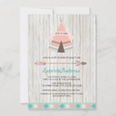 Rustic Boho Tribal Teepee Girl Baby Dusche Einladung (Vorderseite)