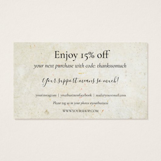 Rustic Boho Vielen Dank, dass Sie eine Rabattkarte (Rückseite)