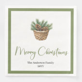 Rustic Boho Watercolor Christmas Tree Festive  Serviette (Vorderseite)