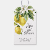 Rustic Boho Watercolor Lemons Citrus Vielen Dank Geschenkanhänger (Vorderseite)