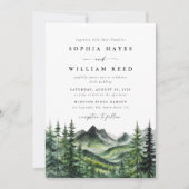 Rustic Boho Watercolor Mountain Wedding Einladung (Vorderseite)