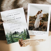 Rustic Boho Watercolor Mountain Wedding Einladung