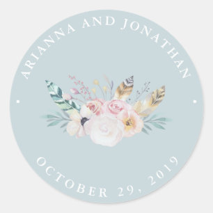 Rustic Boho Wedding   Blau Runder Aufkleber