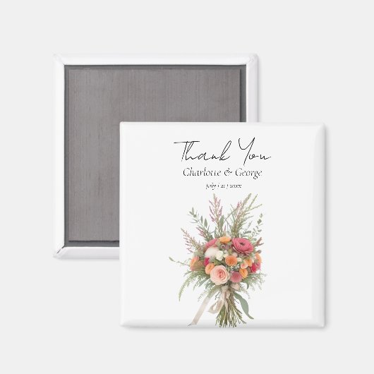 Rustic Boho Wedding Bouquet Blume Gastgeschenk Hoc Magnet (Vorderseite/Rückseite)