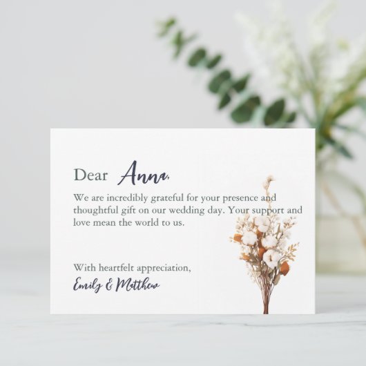Rustic Boho Wedding Danke-Card Dankeskarte (Stehend Vorderseite)
