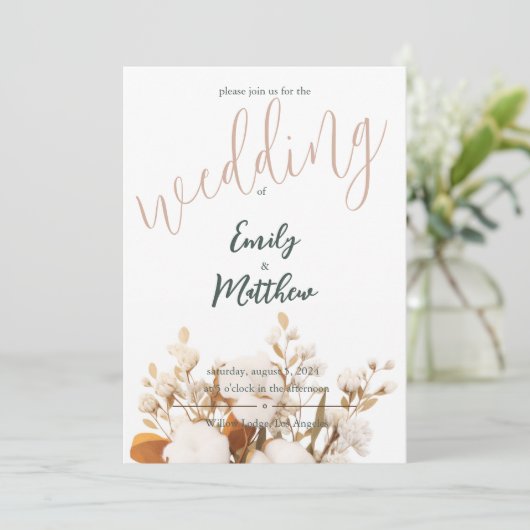 Rustic Boho Wedding Einladung (Stehend Vorderseite)