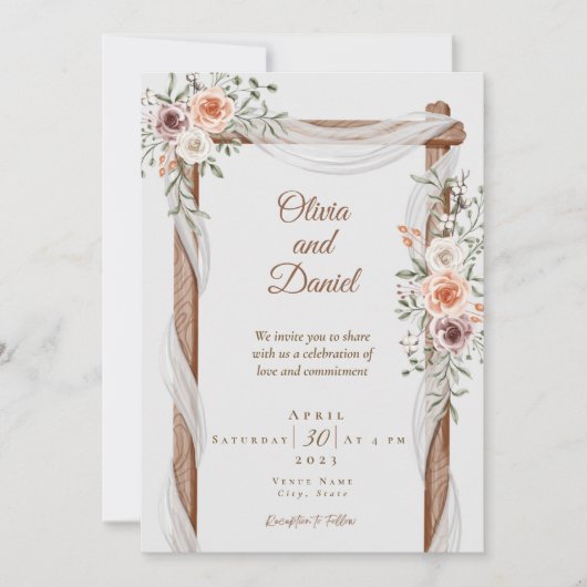 Rustic Boho Wedding Einladung (Vorderseite)