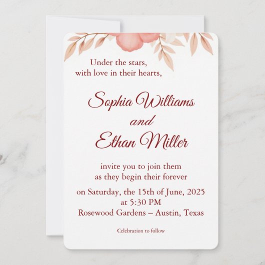 Rustic Boho Wedding Einladung (Vorderseite)