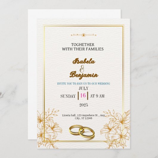 Rustic Boho Wedding Einladungen Vorlage (Vorne/Hinten)