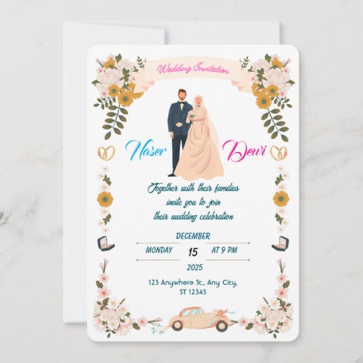 Rustic Boho Wedding Einladungen Vorlage (Vorderseite)