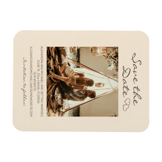 Rustic Boho Wedding Hearts Magnet (Horizontal)