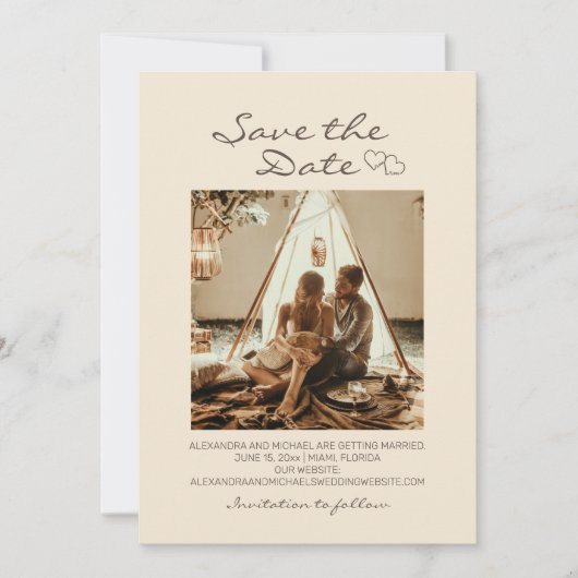 Rustic Boho Wedding Hearts Save The Date (Vorderseite)