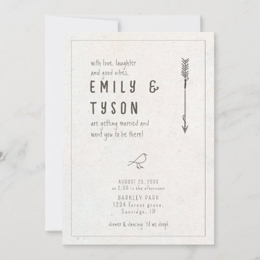 Rustic Boho Wedding ID1109 Einladung (Vorderseite)