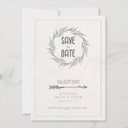 Rustic Boho Wedding ID1109 Save The Date (Vorderseite)