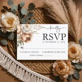 Rustic Boho Wedding RSVP Card mit Pampas & Peony Karte