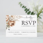 Rustic Boho Wedding RSVP Card mit Pampas & Peony Karte (Stehend Vorderseite)