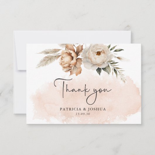 Rustic Boho Wedding Thank You Card Dankeskarte (Vorderseite)