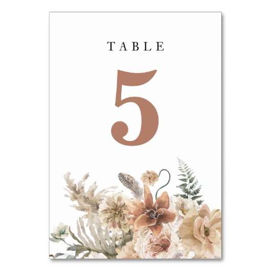 Rustic Boho Wedding Tischnummer (Rückseite)