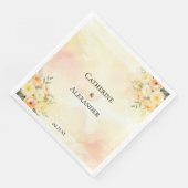 Rustic Boho Wedding Watercolor Rose Serviette (Ecke)