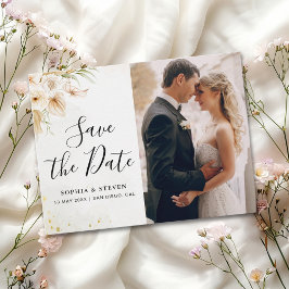 Rustic Boho Wedding with Neutral and Golden Floral Postkarte