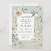 Rustic Boho Whimsical Blush QR Code Wedding Einladung (Vorderseite)