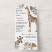 Rustic Boho Wild Safari Giraffe Babydusche All In One Einladung (Innen Boden)