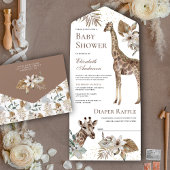 Rustic Boho Wild Safari Giraffe Babydusche All In One Einladung