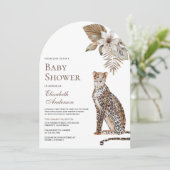 Rustic Boho Wild Safari Leopard Arch Baby Dusche Einladung (Stehend Vorderseite)