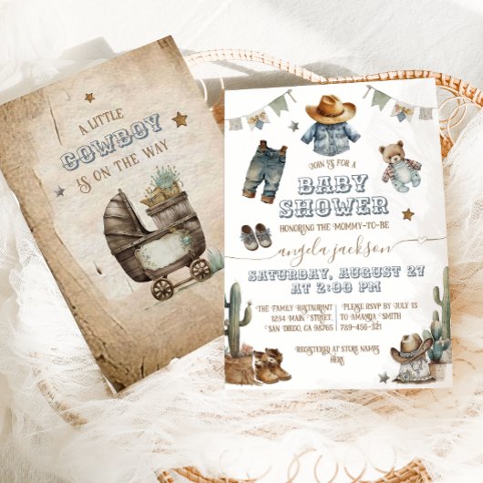 Rustic Boho Wild West Boy Baby Dusche Einladung