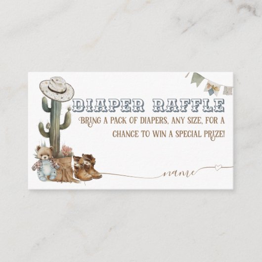 Rustic Boho Wild West Boy Duwer Windelpreisraffine Begleitkarte (Vorderseite)