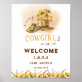 Rustic Boho Wild West Girl Babydusche Willkommen Poster (Vorne)