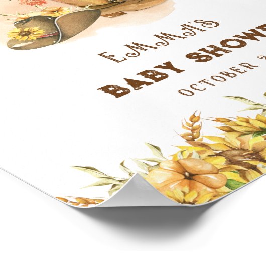 Rustic Boho Wild Western Rodeo Babydusche Willkomm Poster (Ecke)