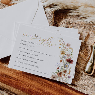 Rustic Boho Wildblume Blumengarten Hochzeitsszene Karte