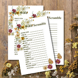 Rustic Boho Wildblume Diaper Raffekarte