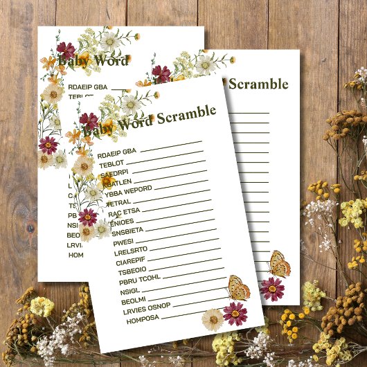 Rustic Boho Wildblume Diaper Raffekarte