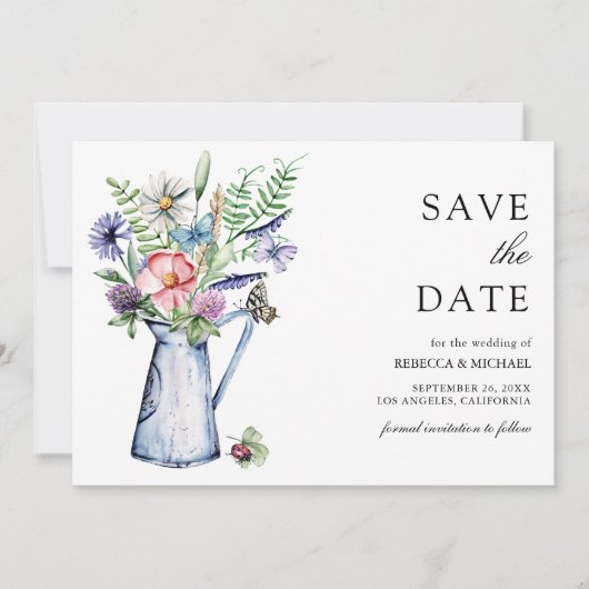 Rustic Boho Wildblume Floral Wedding Save The Date (Vorderseite)